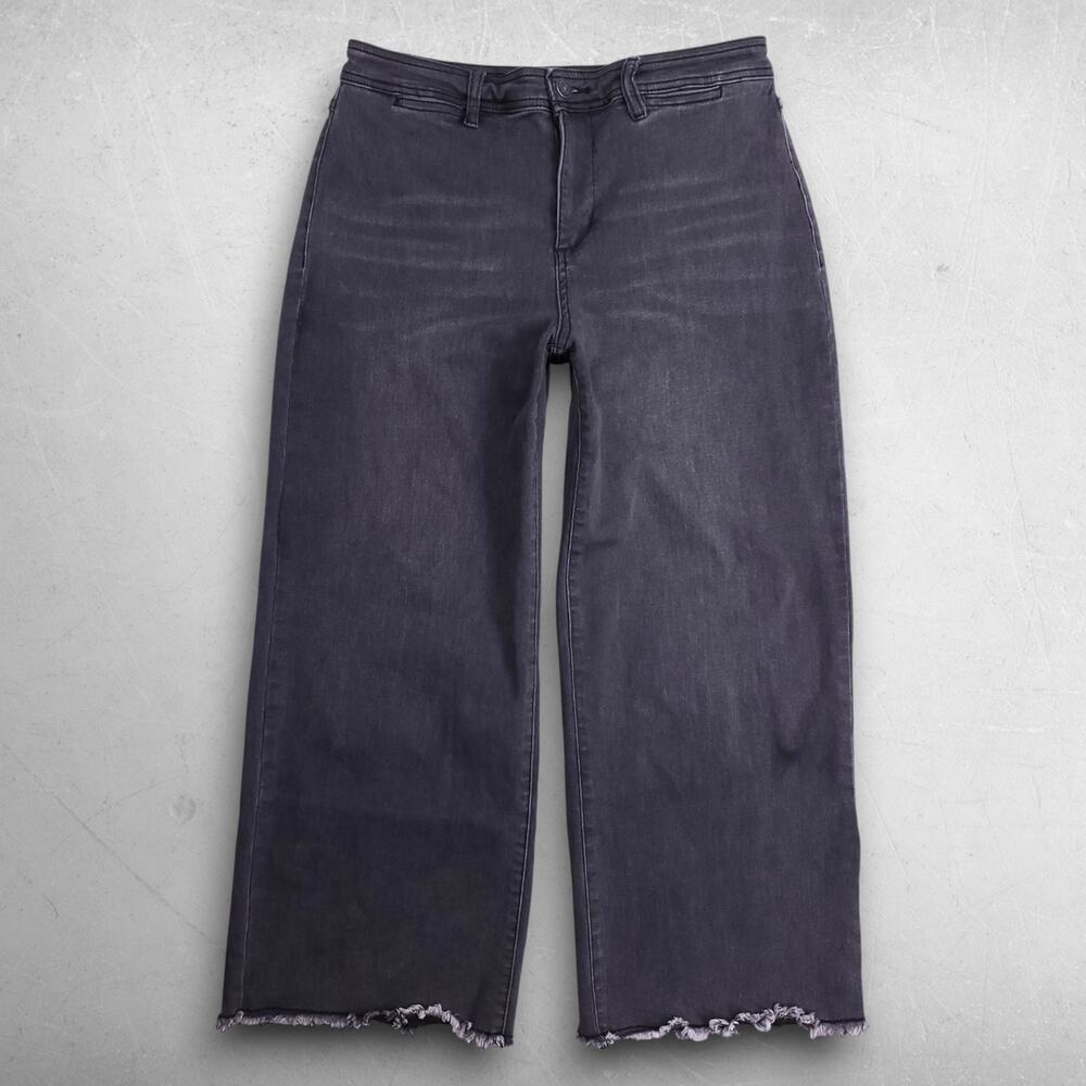 Tribal Audrey Mid Rise Wide Leg Crop Jeans Stretch Women 8